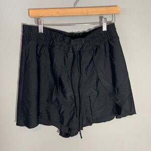 Summersalt Black Tulip Swim Shorts Smocked Waist Recycled Materials Large